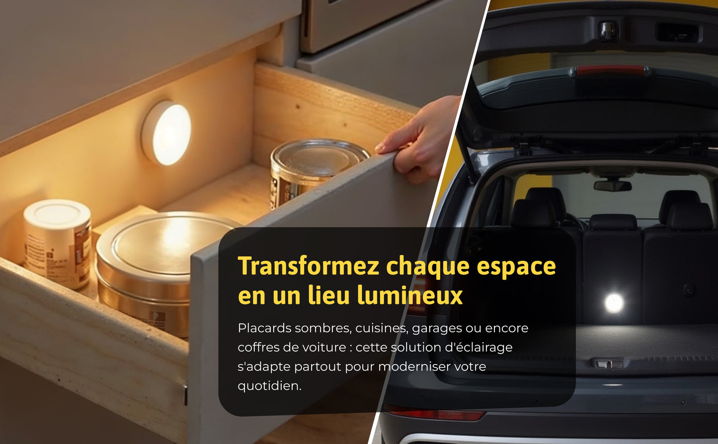 Spot LED - Eclairage sous meuble - Sans fil et détecteur de mouvement