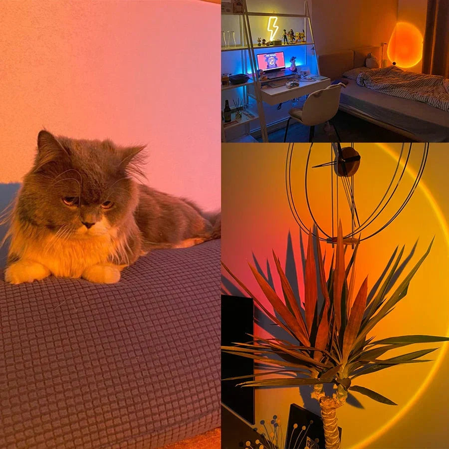 Transform Your Space with the Enchanting GlowSphere Sunset Lamp - Four Color Options!
