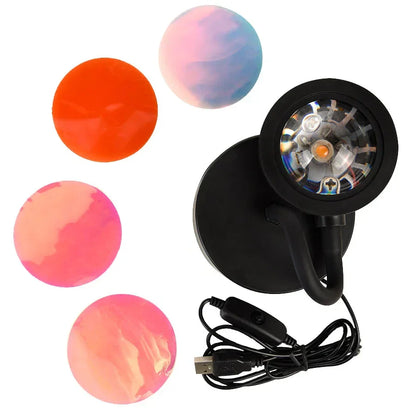Transform Your Space with the Enchanting GlowSphere Sunset Lamp - Four Color Options!