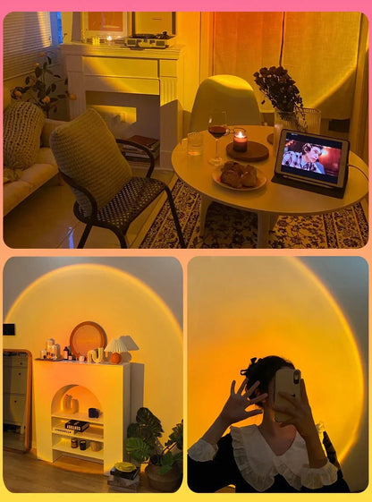 Transform Your Space with the Enchanting GlowSphere Sunset Lamp - Four Color Options!